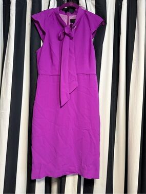 J. Crew Sleeveless Tie-Neck Midi Dress in Bright Magenta